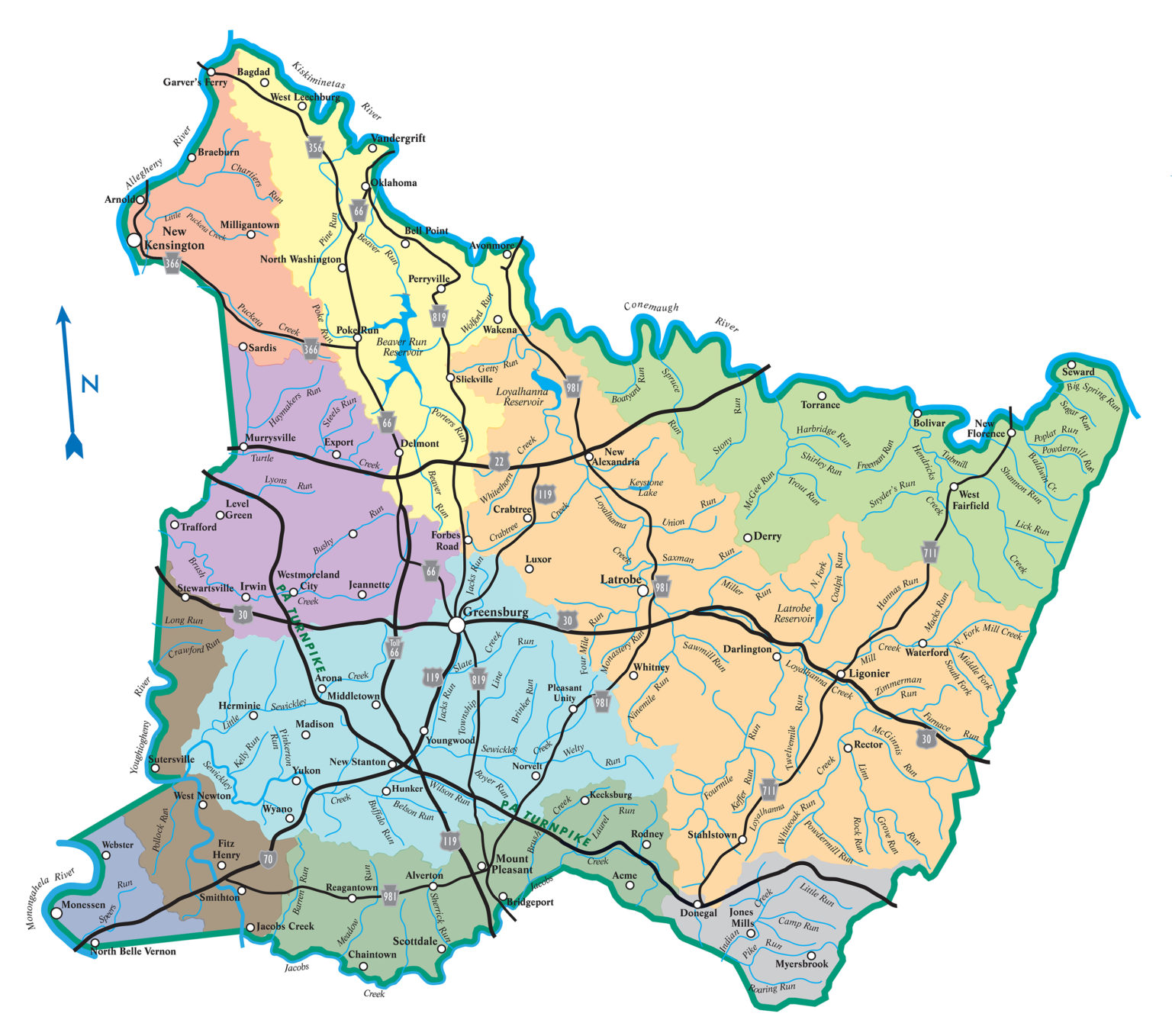 Major Watersheds In Westmoreland County Map Westmoreland Conservation 