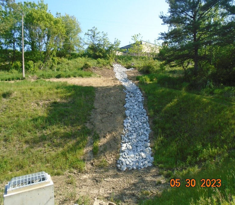 Ligonier Valley School District finished rock-lined channel